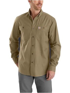 Carhartt Men's Rugged Flex Relaxed Fit Midweight Canvas Long-Sleeve Shirt 2XL